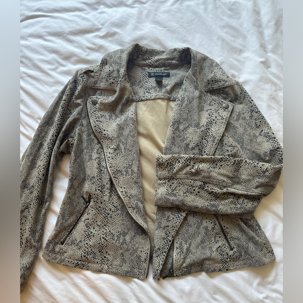 INC snake print suede jacket